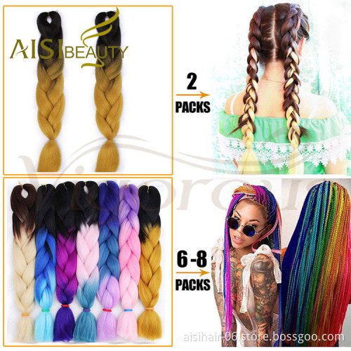 Aisi Beauty Topselling Wholesale Cheap Vendor Ombre Color Jumbo Box Braid Twist Synthetic Crochet Braiding Hair Extensions